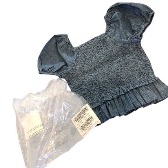 NWT Crewcuts Sz 6-7 Denim Blue Smocked Top - Picture 5 of 5